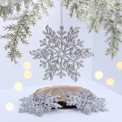 Подвеска «Волшебная снежинка» 11,5 см (набор 3 шт), Серебро