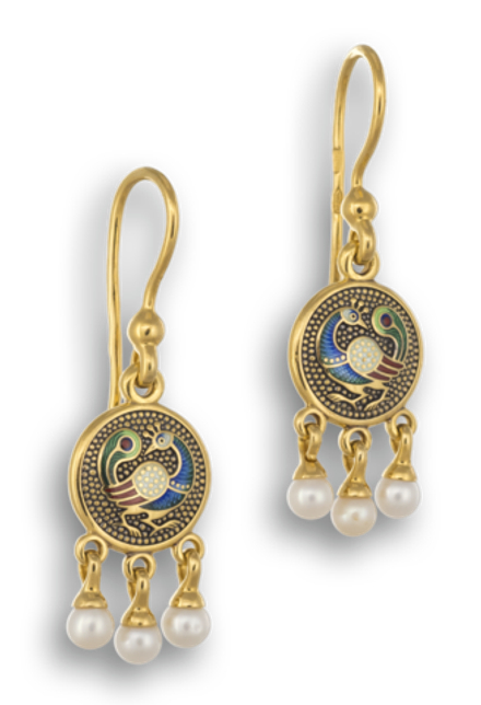 Серьги "ПАВЛИН" с зернью