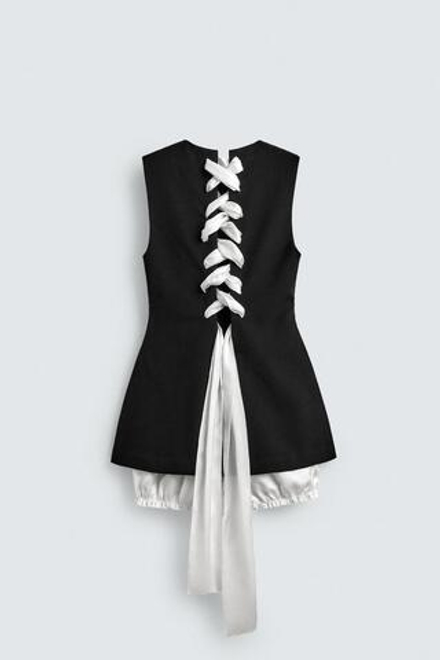 ZARA HARRY LAMBERT X DISNEY КОРОТКИЙ КОМБИНЕЗОН ИЗ ПОПЛИНА, ЧЕРНЫЙ