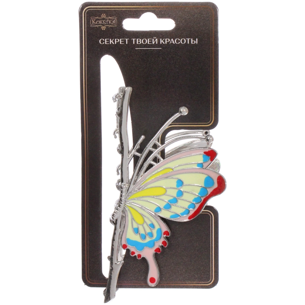 Заколка-краб для волос «PORTOFINO», бабочка, цвет золото и хром, 11,5*5,3см