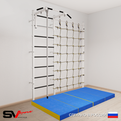 Шведская стенка Sv Sport 50940 (Турник стандарт/Канат/Мат 2м/Канатный лаз)