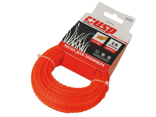 Леска для триммера "Скрученный Квадрат" 2,4мм бухта 250м