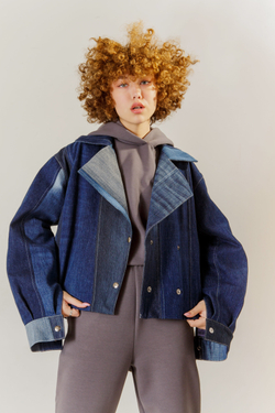 Джинсовая куртка со шнуровкой на спине, синяя