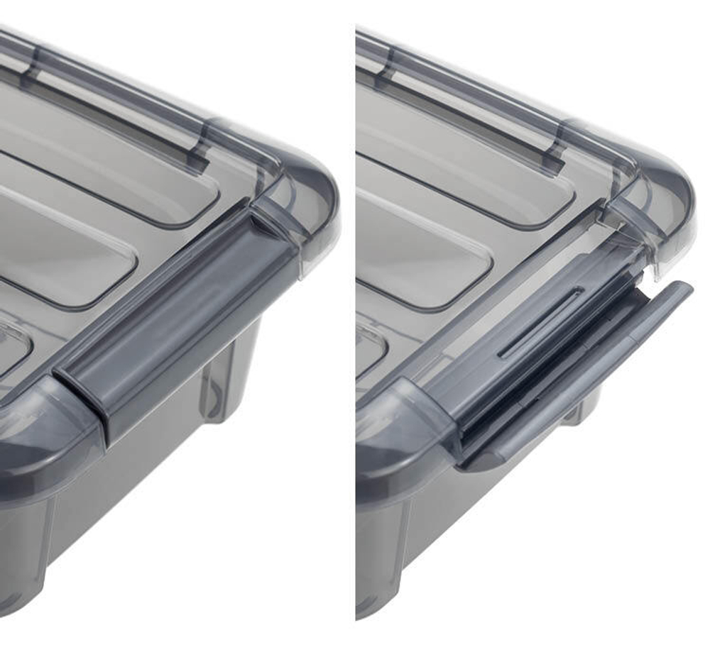 Ящик для хранения с замками КИП 1,2 л 195x145x80 чёрный прозрачный