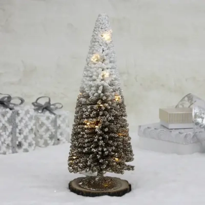 Сувенир с подсветкой «Волшебная ёлка» 15*40 см (батарейки 2 AA), Золото/Белый (свечение-теплый белый)