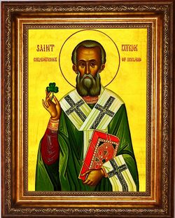 Патрик (Патрикий) Ирландский Святитель. Икона на холсте в раме.