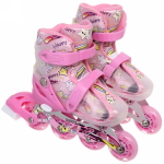 Коньки роликовые раздвижные Happy Star 668AT в наборе: шлем, защита, размер S (29-33), розовый