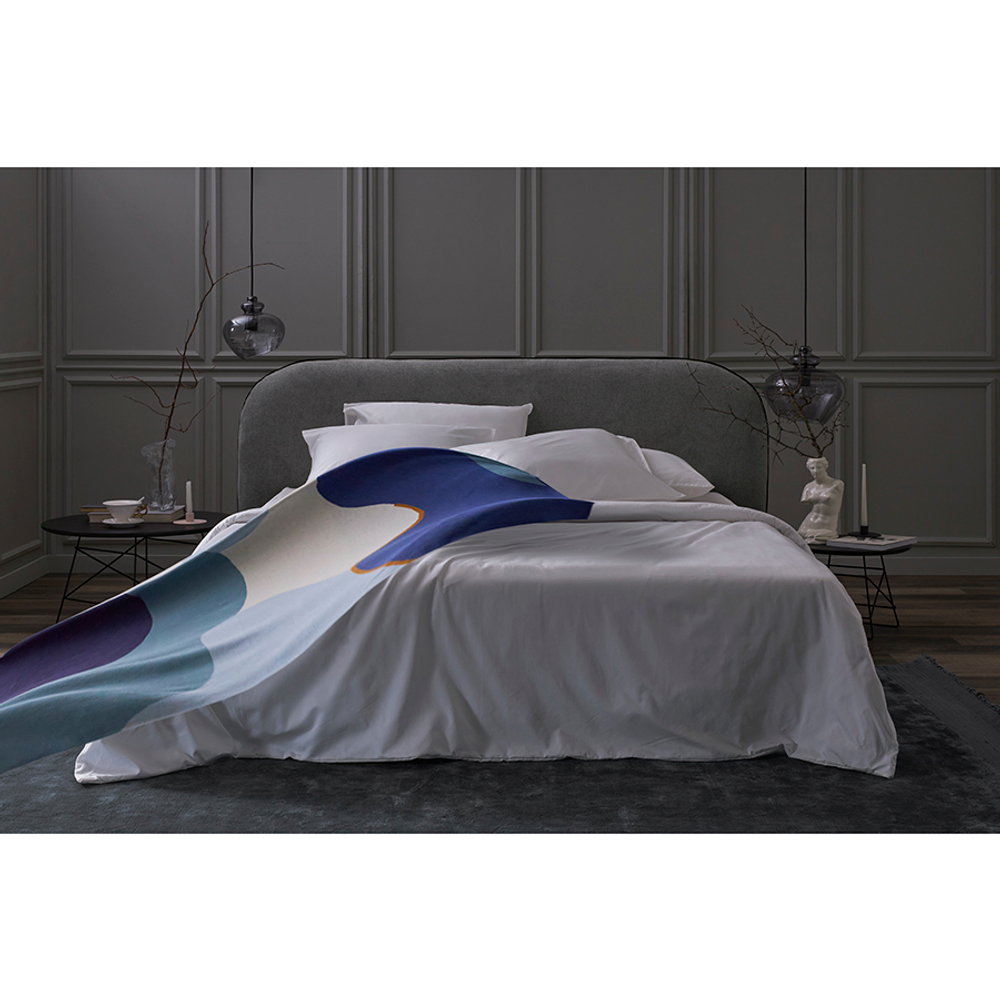 Плед из хлопка с авторским принтом синего цвета из коллекции freak fruit, 130х180 см