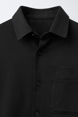 ZARA РУБАШКА С КАРМАНОМ, ЧЕРНЫЙ