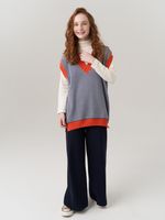 Жилетка для девочки в школу 953 н.синий-оранжевый