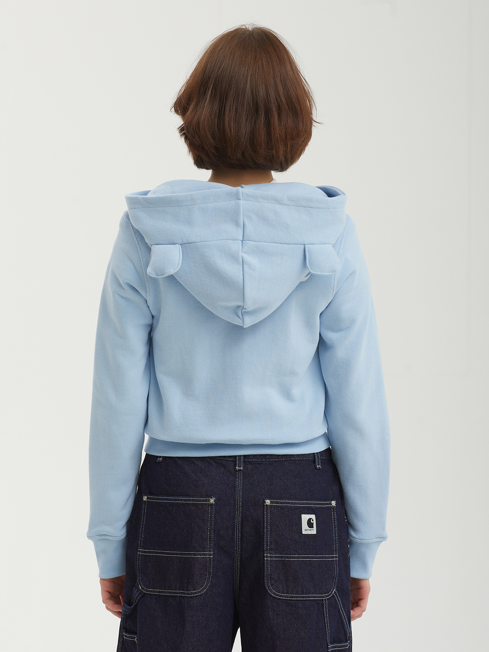 Женская Толстовка Bear Ear Zipup Crop Babyblue