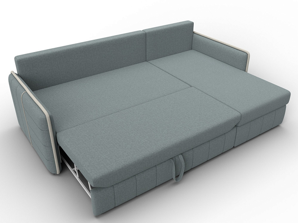 Диван угловой Лига-078 угол левый РОГОЖКА Амур 07 серый/Амур 02 бежевый