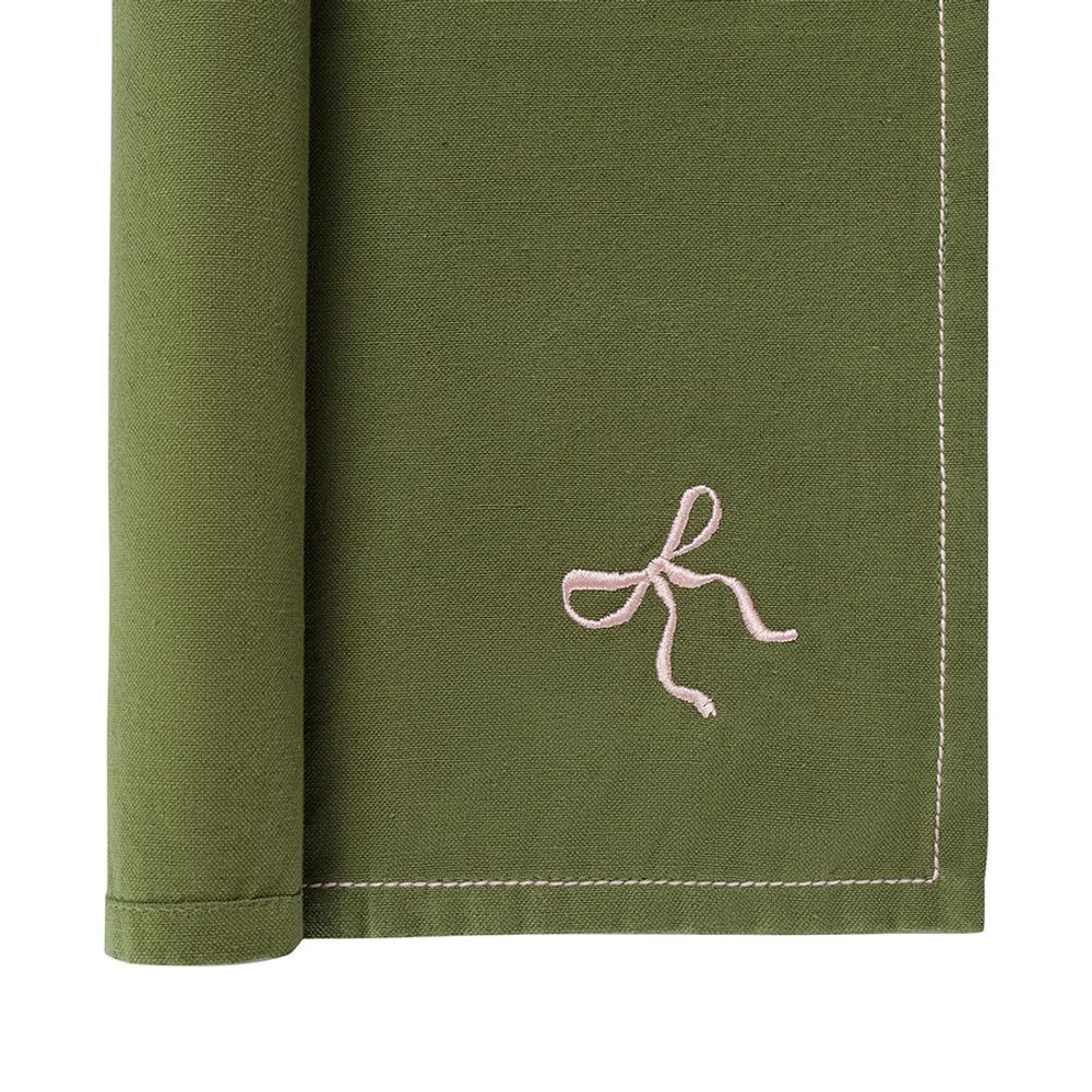 Салфетка сервировочная Fancy Bows оливкового цвета из коллекции Essential, 45х45 см