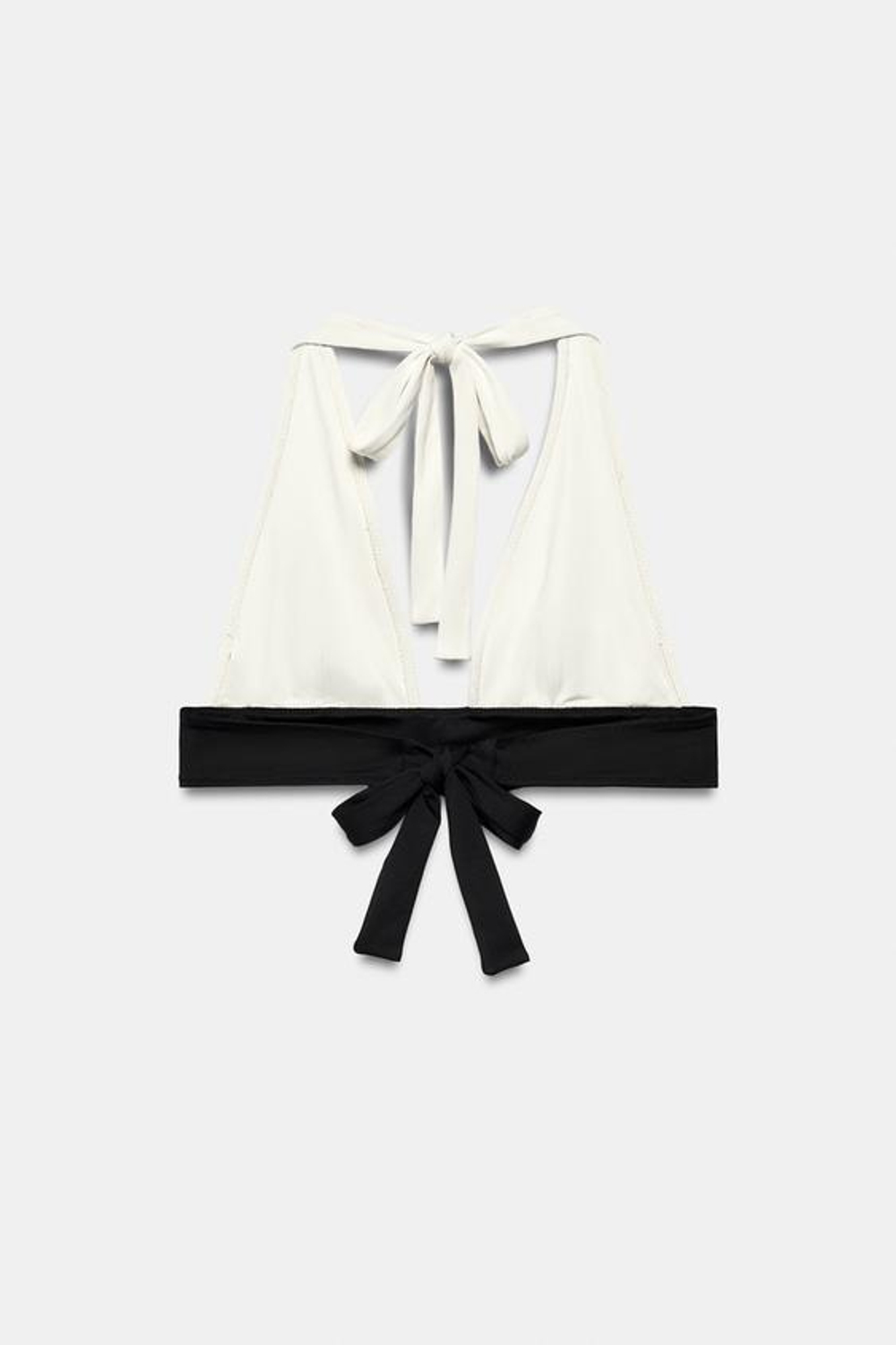 ZARA КОМБИНИРОВАННЫЙ ТОП БИКИНИ, ЭКРЮ