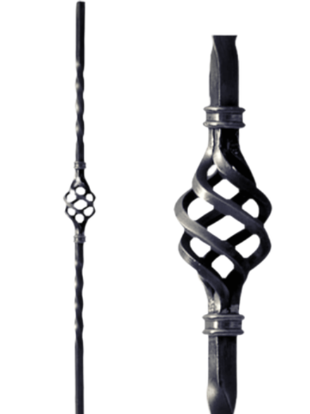 Балясина сталь. Высота 900 Квадрат 12мм. С одной корзинкой