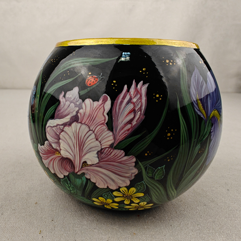 Вазочка с ручной росписью Палех "Ирисы"