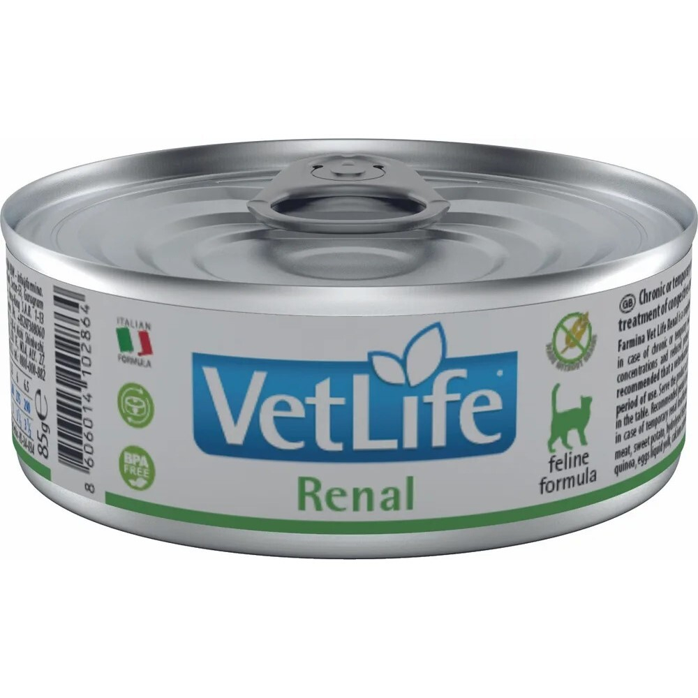 Консервы FARMINA Vet Life Renal для кошек при заболевании почек (паштет) - набор 12х85 гр