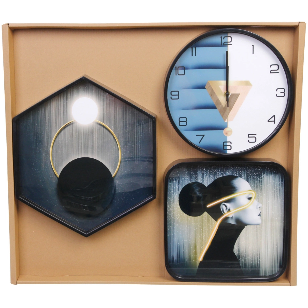 Часы настенные + пано 2шт «HOME STYLE» Незнакомка, черный корпус