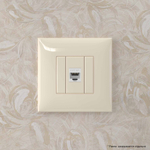 Компьютерная розетка RJ-45 без шторки в стену, кат.6А одинарная, "Avanti", "Ванильная дымка"