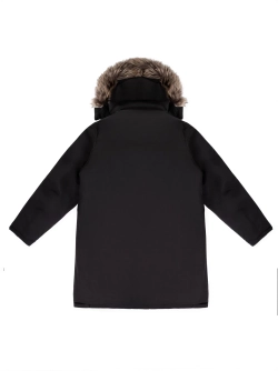 Куртка удлиненная утепленная с мехом черная