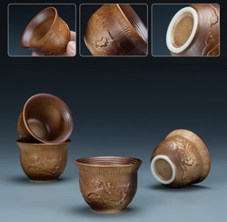 278159.4 Сервиз "Летучая гайвань" гайвань, 4 пиалы, чабань, в подар.коробке, керамика коричневый