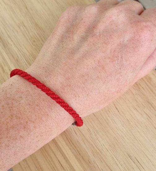 Текстильный, красный браслет 3 мм_4