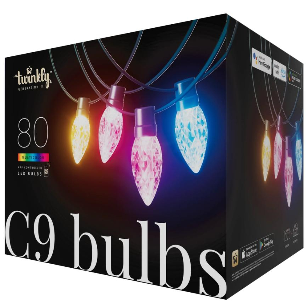 Умная гирлянда ретро Twinkly C9 Bulbs, RGB (24,2 м, 80 лампочек)