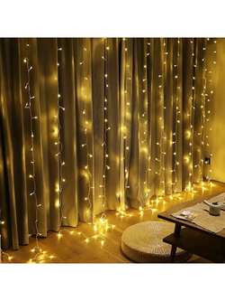 Гирлянда новогодняя штора 3x3/занавес/светодиодная/на окно/дождик
