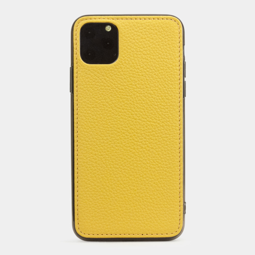 Чехол-накладка для iPhone 11 Pro Max из натуральной кожи теленка, желтого цвета