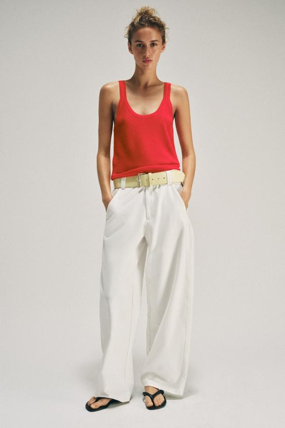 ZARA БРЮКИ BARREL, ЭКРЮ