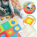 Коврик-пазл напольный 0,9х0,9 м, мягкий, "Фигуры", 9 частей 30х30 см, толщина 1 см, ЮНЛАНДИЯ, 664664