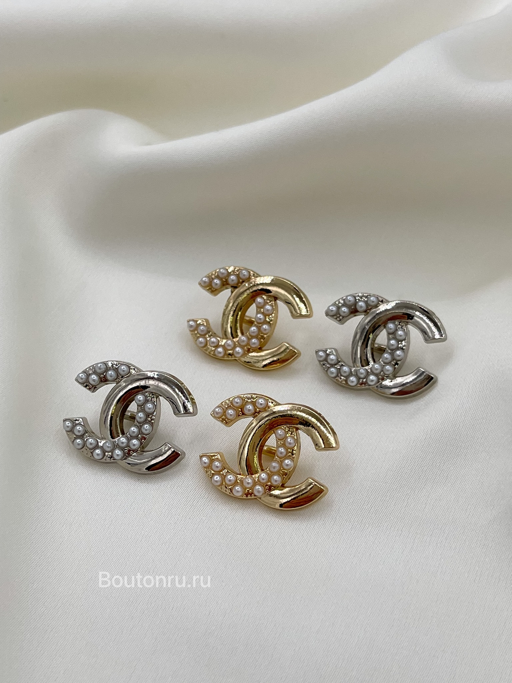 Пуговицы Шан. золото лого жемчуг/глянец 18 мм