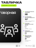 Табличка Переговорная, на дверь и стену, навигационная и информационная, серия CONCEPT, 18х18 см, Айдентика Технолоджи