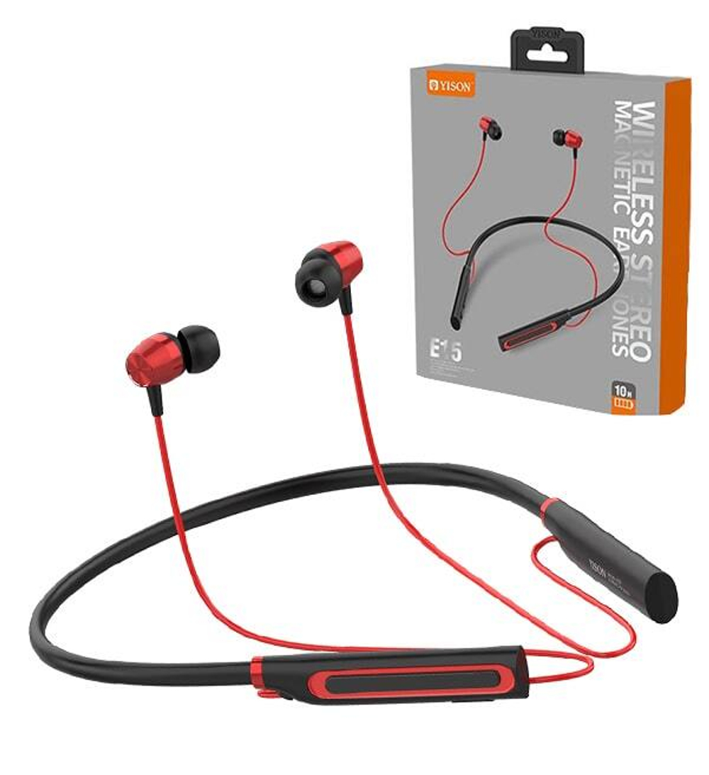Спортивные наушники Bluetooth YISON E15 (черно-красный)