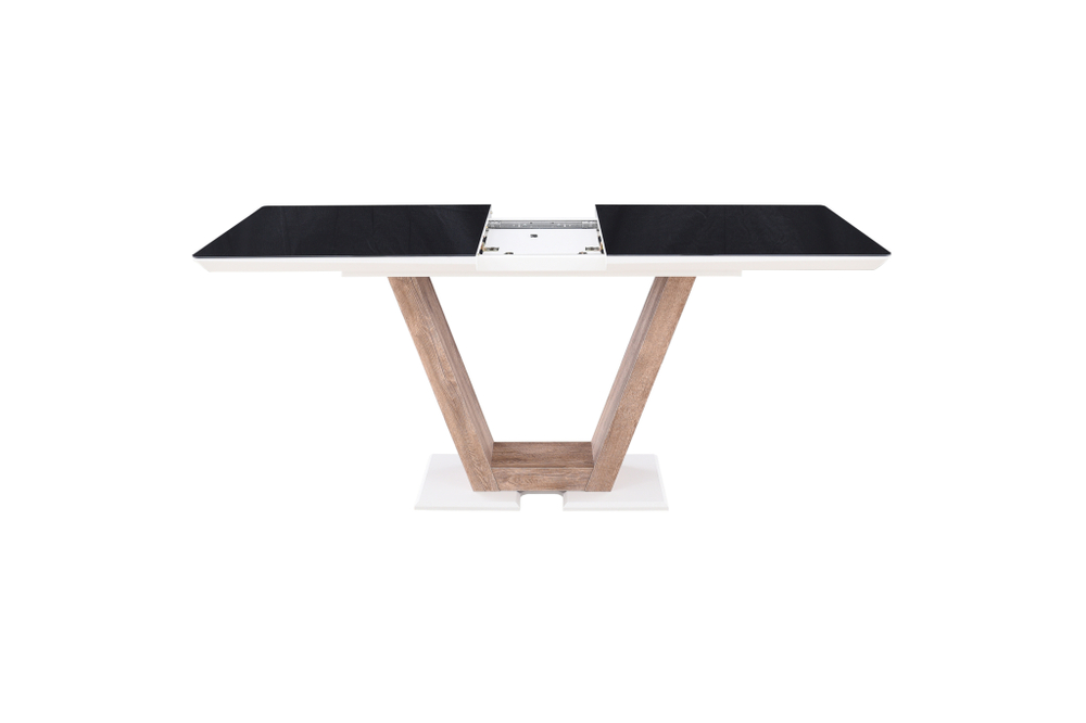 Стол Аврора Торонто 140, Белый с чёрным стеклом/Ель умбра, белый