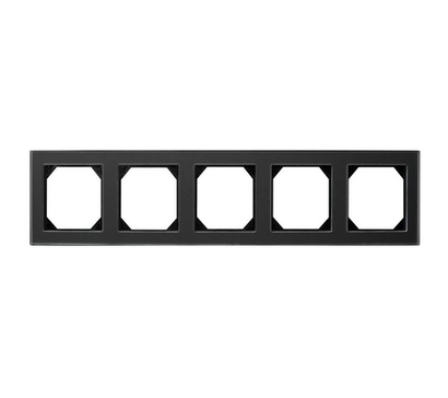 Рамка Пятиместная Стекло Черное (Универсальный Монтаж) LIREGUS EPSILON