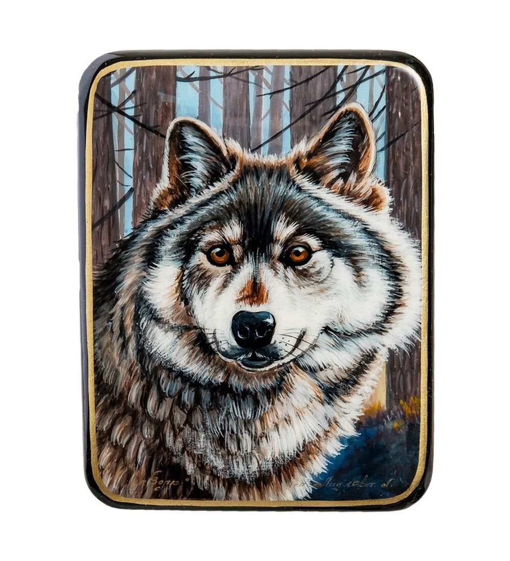 Народные промыслы ШК-55/116 Шкатулка «Волк» исп. Лидяева