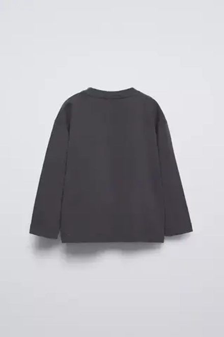 ZARA ФУТБОЛКА С ПРИНТОМ, АНТРАЦИТОВО-СЕРЫЙ