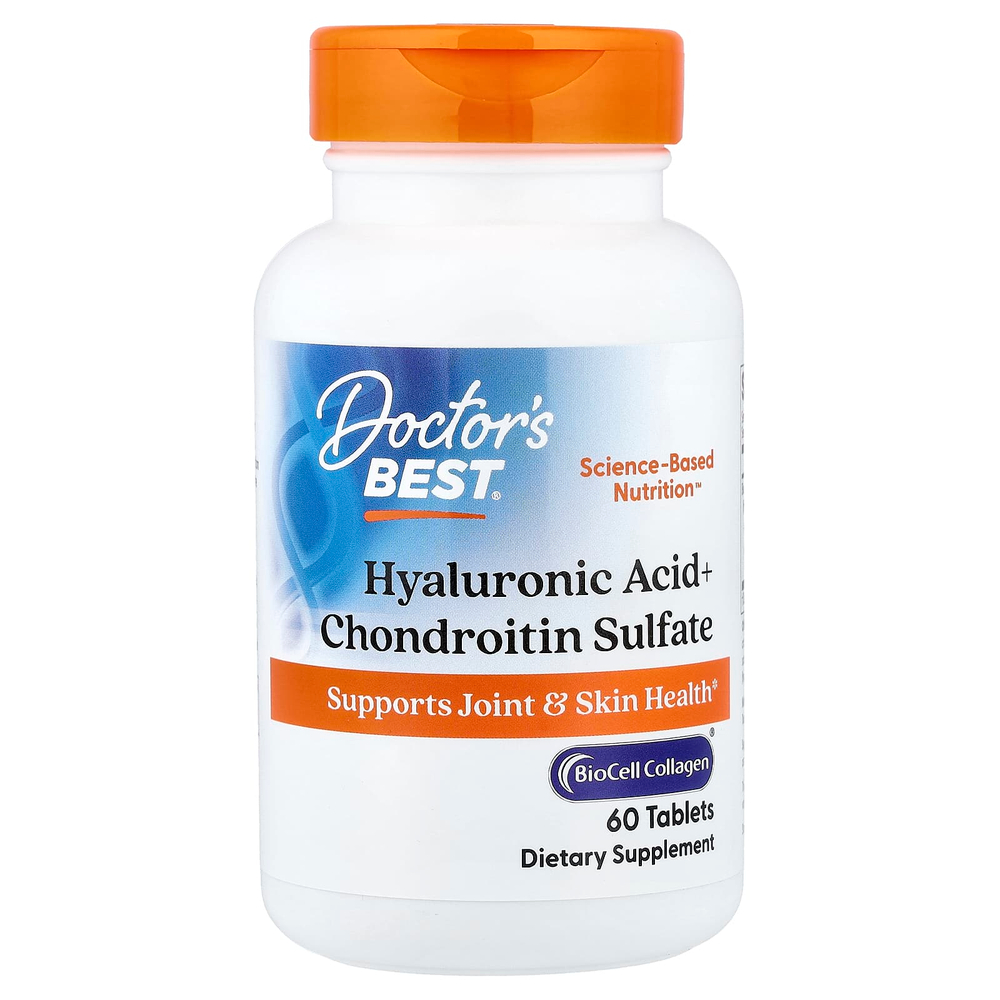 Doctor's Best, гиалуроновая кислота и хондроитинсульфат, 60 таблеток