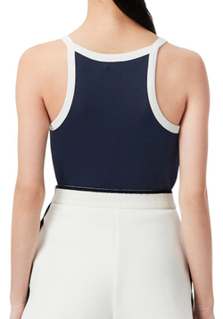 Женский топ теннисный Lacoste Sport Ultra Dry Ribbed Knit Tank - navy blue/white