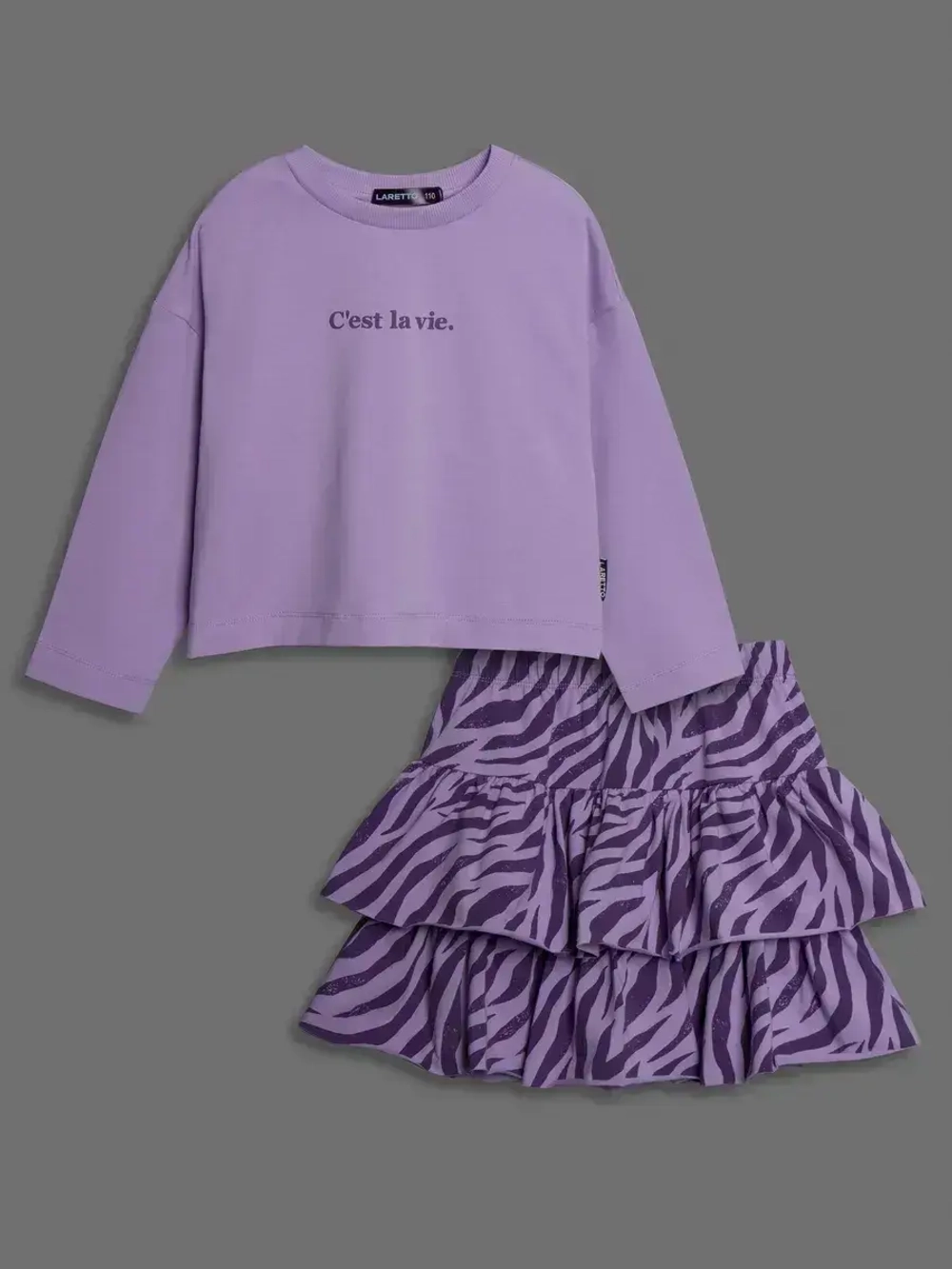 Летний костюм для девочки, лонгслив и юбка