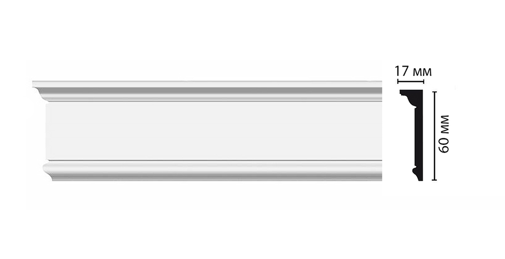 Плинтус напольный дюрополимер под покраску D228DM 60×17×2000 мм DecoMaster