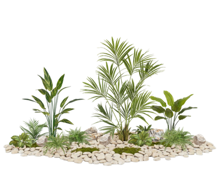 Напольная композиция в стиле тропики с пальмой, длина 2–2,5 м