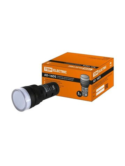 Лампа AD-16DS(LED)матрица d16мм белый 12В AC/DC TDM