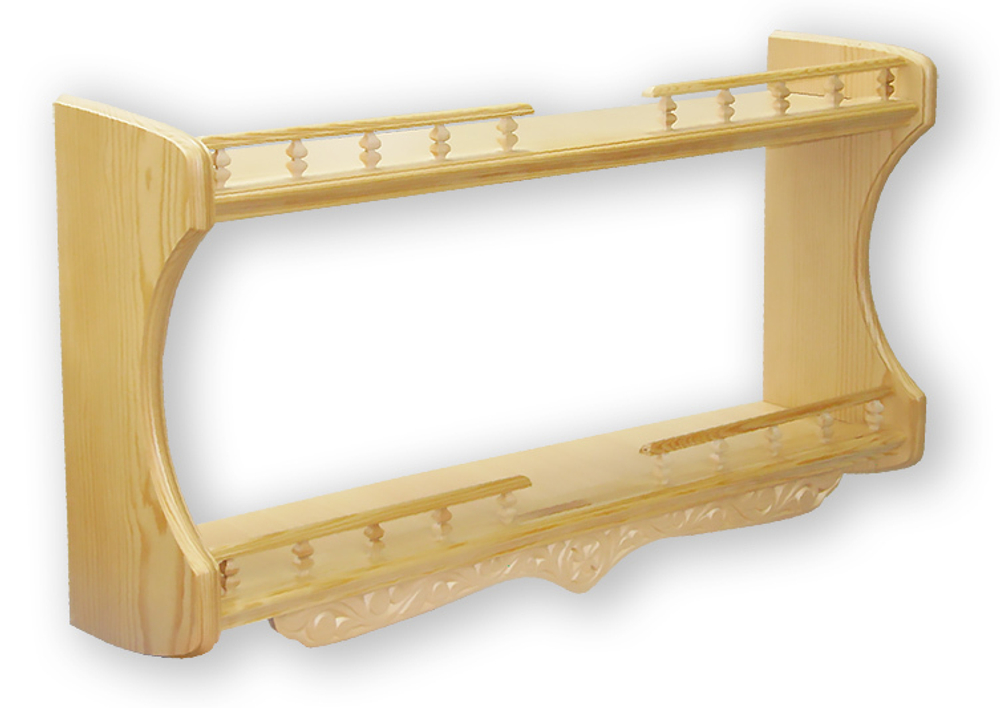 Полка прямая 2-х ярусная с резьбой ручной работы