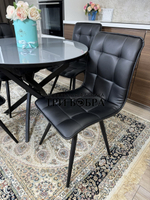 Круглый стеклянный раздвижной стол и стулья "ГУЧИ" черный