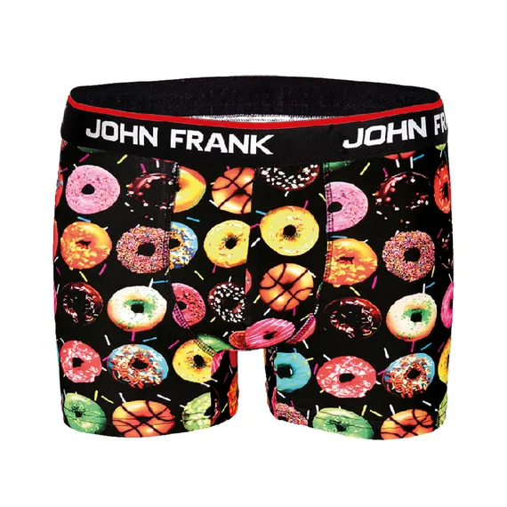 Мужские трусы боксеры черные с принтом JOHN FRANK JFBD203-DONUTS