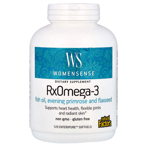 Natural Factors, WomenSense®, RxOmega-3, рыбий жир, 120 капсул Enteripure™
