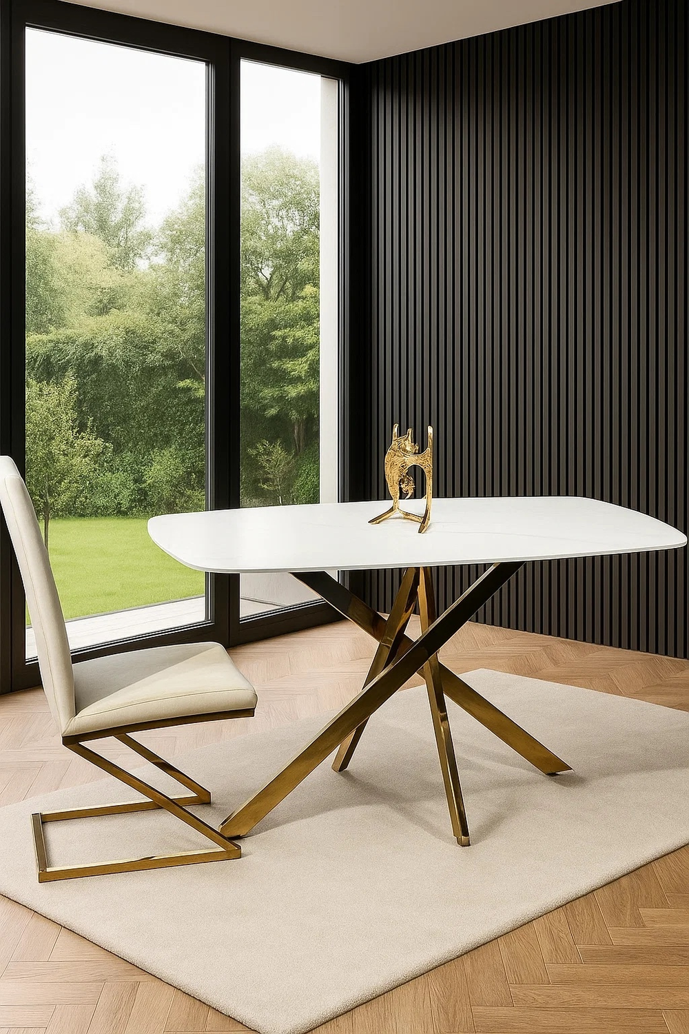 Стол обеденный Ist Casa Элис Рэк, 140х80х76 см, белый, золото