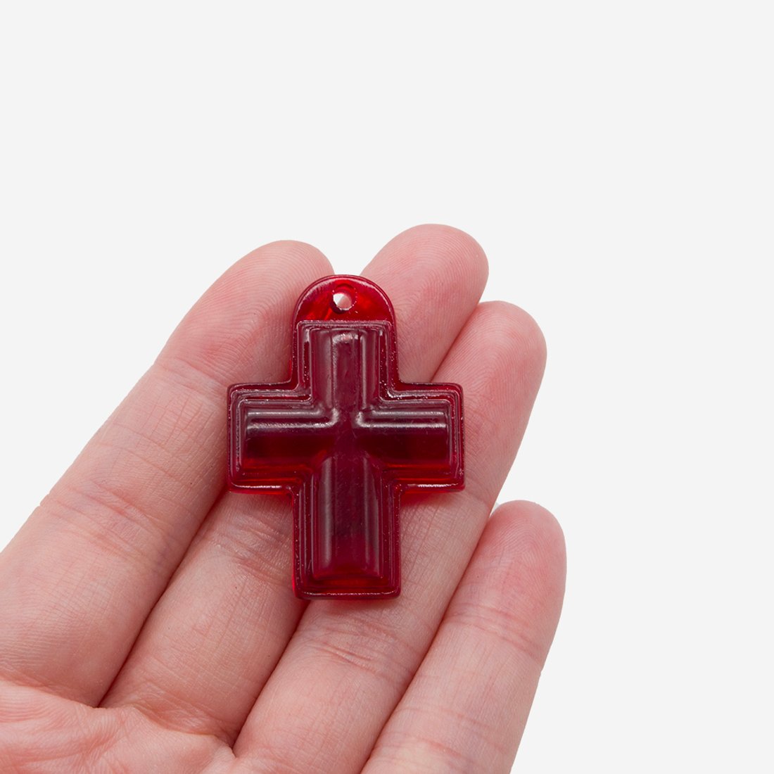 Подвеска в форме креста "Готика", 37*27мм, красный акрил